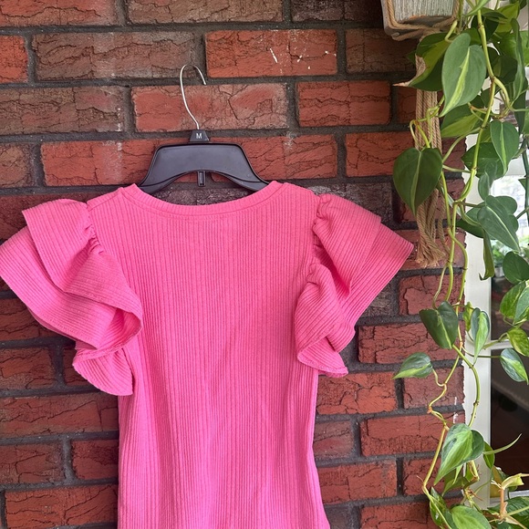 Zara  Pink Ruffle Sleeve Top - Picture 3 of 3
